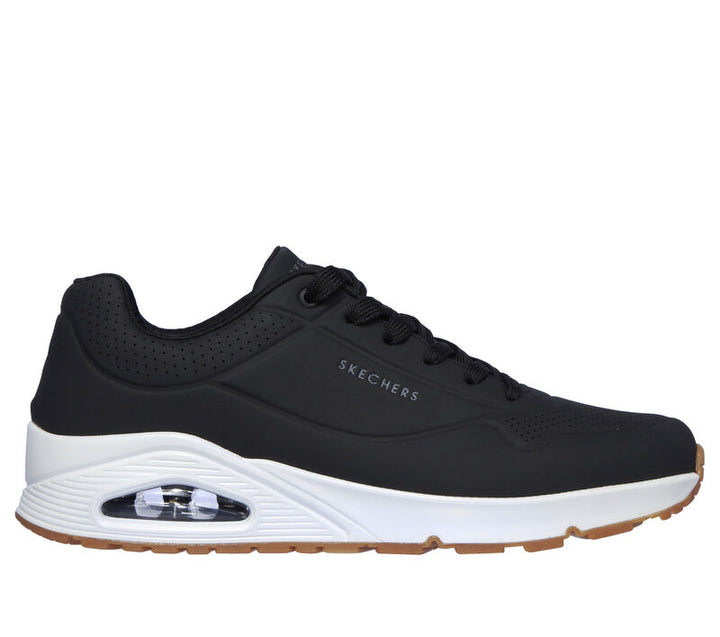 Men's Wide Fit Skechers 52458 Uno - Stand On Air Walking Trainers in Black - Image 1