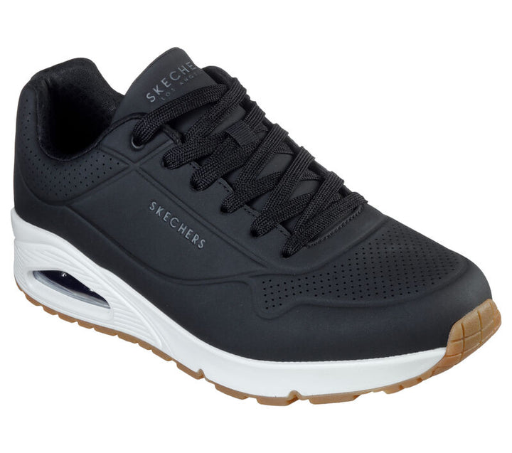 Men's Wide Fit Skechers 52458 Uno - Stand On Air Walking Trainers in Black - Image 1