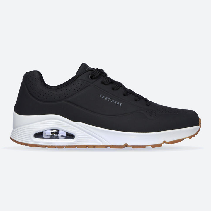 Men's Wide Fit Skechers 52458 Uno - Stand On Air Walking Trainers - Black/White in Black/White - Image 1
