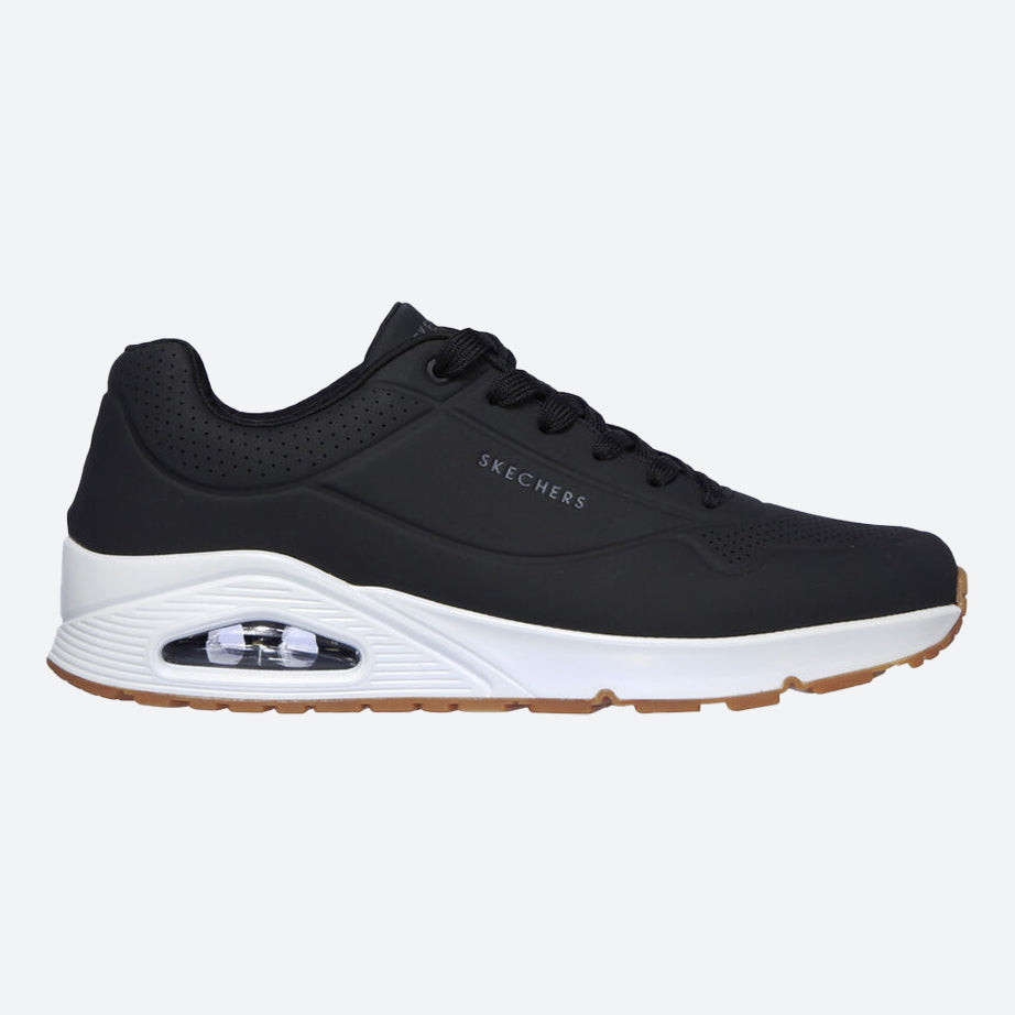 Men's Wide Fit Skechers 52458 Uno - Stand On Air Walking Trainers in Black - Image 7