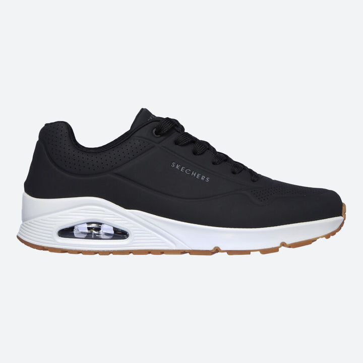 Men's Wide Fit Skechers 52458 Uno - Stand On Air Walking Trainers in Black - Image 1