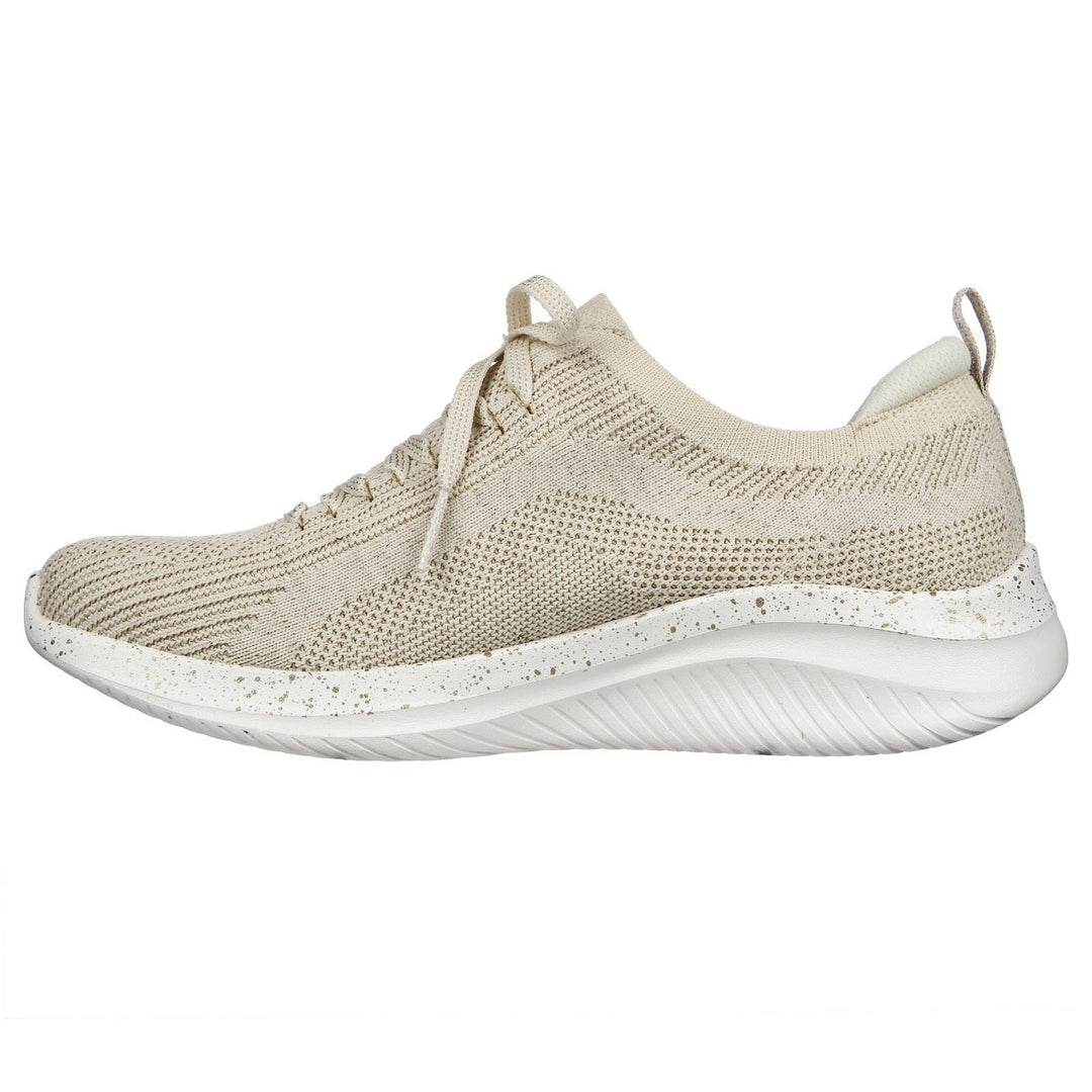 Women's Wide Fit Skechers 149865 Ultra Flex 3.0 - Let's Dance Trainers in Natural/Gold - Image 4
