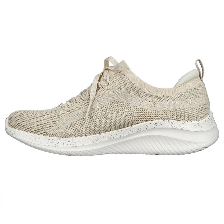 Women's Wide Fit Skechers 149865 Ultra Flex 3.0 - Let's Dance Trainers in Natural/Gold - Image 1