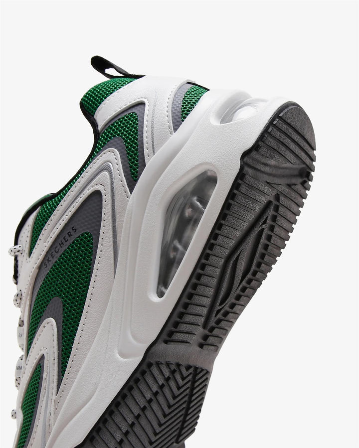 Women's Wide Fit Skechers 177424 Tres Air Uno Street Fl Air Trainers - White/Green in White/Green - Image 1