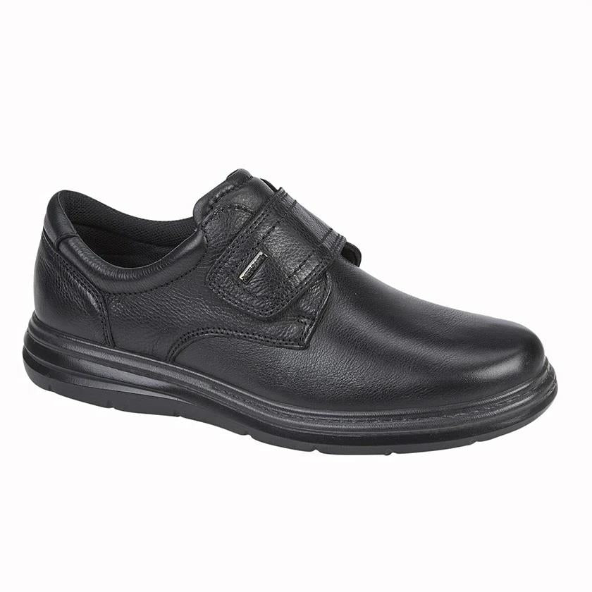 Men's Wide Fit Roamers M337 Touch Fastening Shoes - Black Leather in Black Leather - Image 2