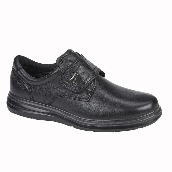 Men's Wide Fit Roamers M337 Touch Fastening Shoes - Black Leather in Black Leather - Image 1