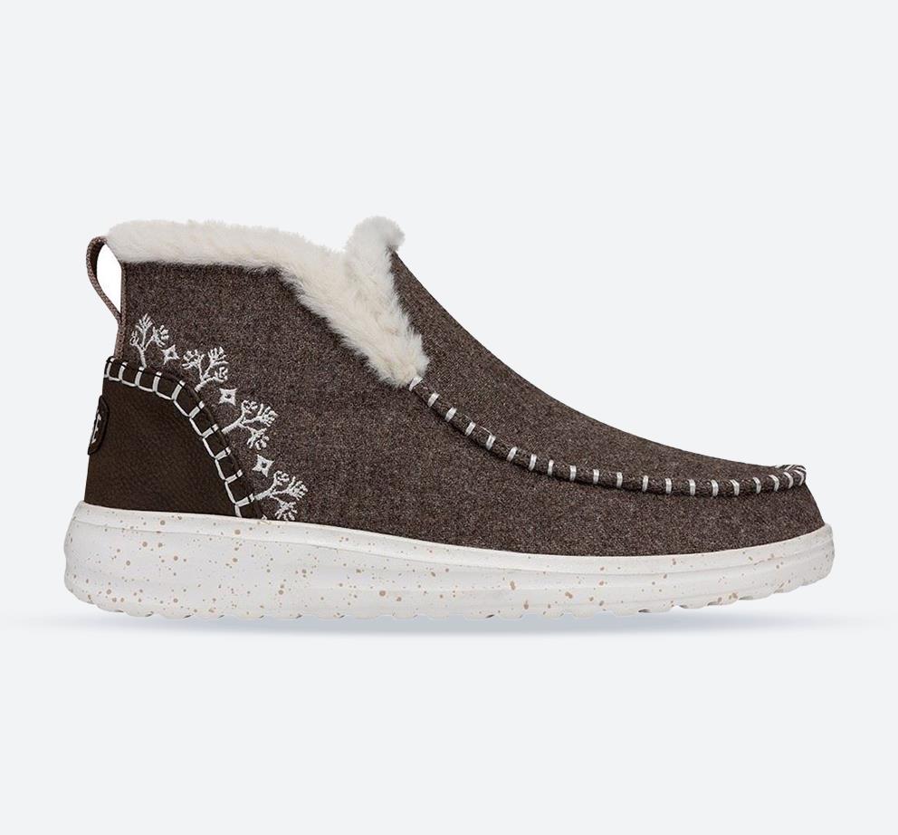 Women's Heydude 40208 Denny Wool Faux Shearling Ankle Boots - Walnut in Walnut - Image 1
