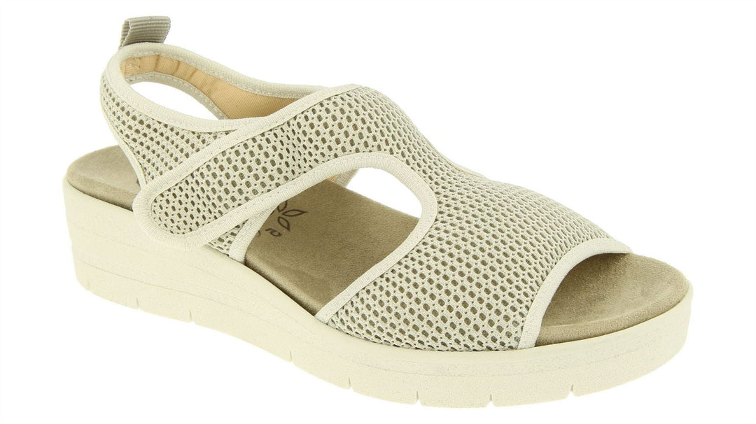 Womens Wide Fit DB Dove Sandals in Silver Grey Textile - Image 13