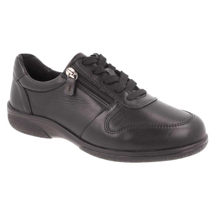 Women's Wide Fit DB Mollie Shoes in Black Leather - Image 4