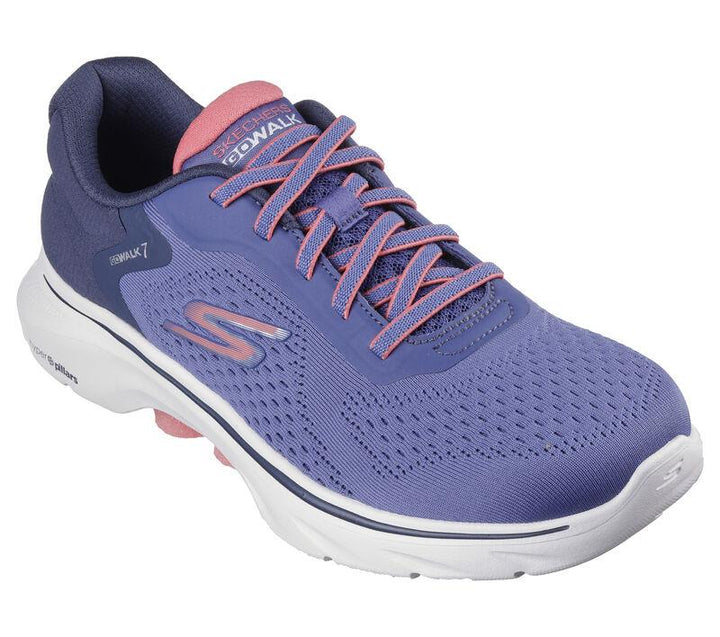 Women's Wide Fit Skechers 125215 Go Walk 7 Cosmic Waves Trainers in Black/Turquoise - Image 1