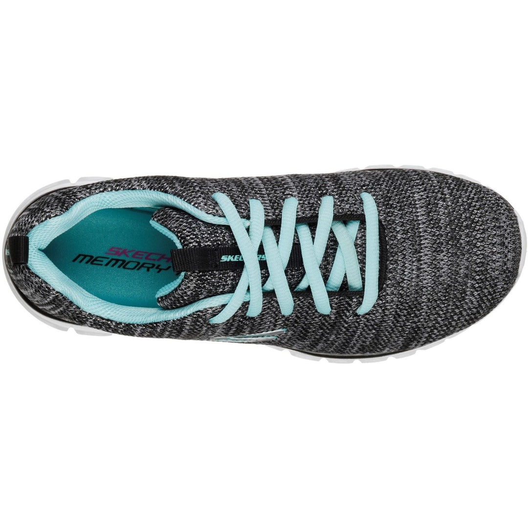 Women's Wide Fit Skechers 12614 Graceful Twisted Fortune Trainers - Black/Turquoise in Black/Turquoise - Image 5