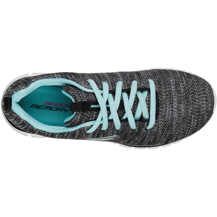 Women's Wide Fit Skechers 12614 Graceful Twisted Fortune Trainers - Black/Turquoise in Black/Turquoise - Image 1