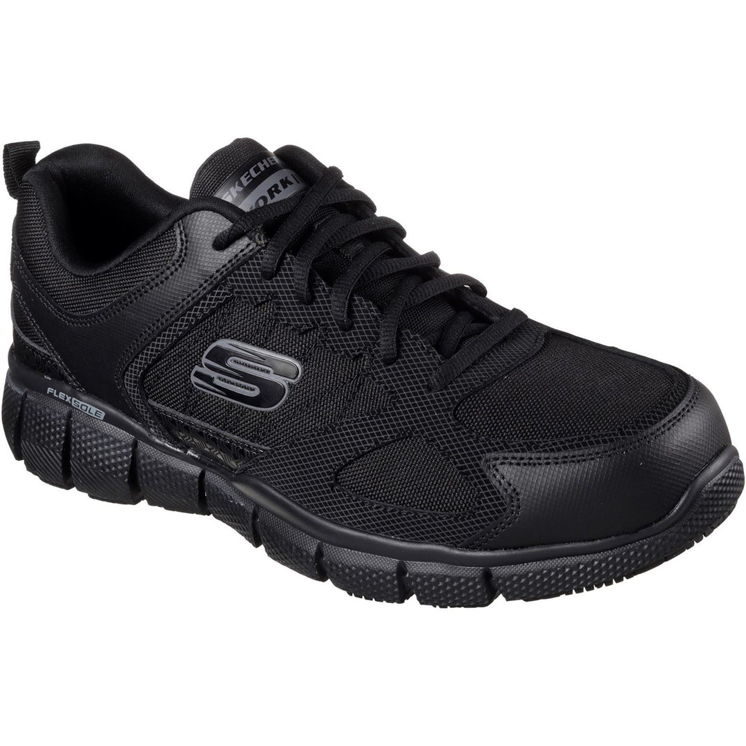 Men's Wide Fit Skechers 77152EC Telphin Sanphet Slip Resistant Trainers in Black - Image 3