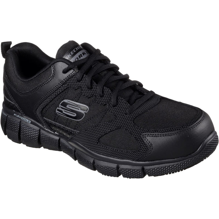 Men's Wide Fit Skechers 77152EC Telphin Sanphet Slip Resistant Trainers in Black - Image 1