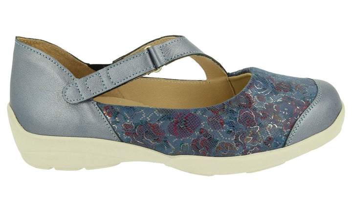 Women's Wide Fit DB Gannet Sandals in Blue Leather / Stretch - Image 1