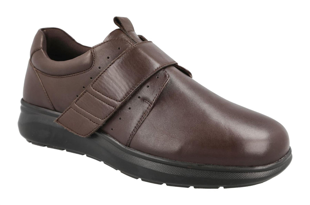 Men's Wide Fit DB Norton Velcro Shoes in Black Leather - Image 3