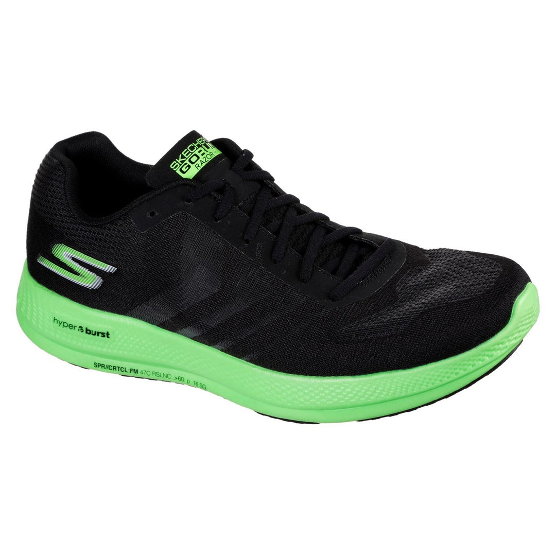 Men's Wide Fit Skechers Go Run Razor + Razor + Sports Trainers in Black/Green - Image 3