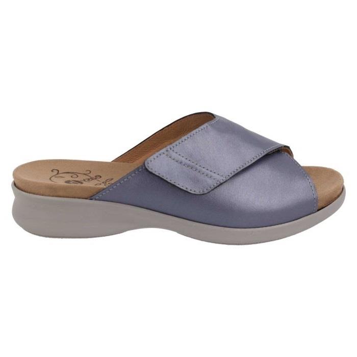Women's Wide Fit DB Kiera Mule Sandals in Blue / Multi Stretch Leather - Image 2
