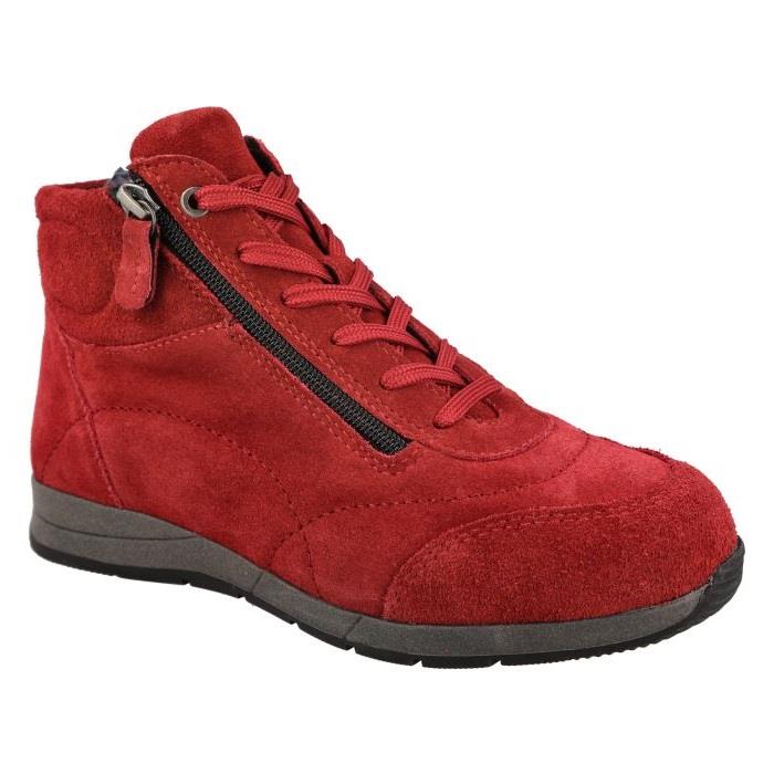 Womens Extra Wide Fit Boots by Flat DB Shoes - Lace up in Denim Blue Suede - Image 1