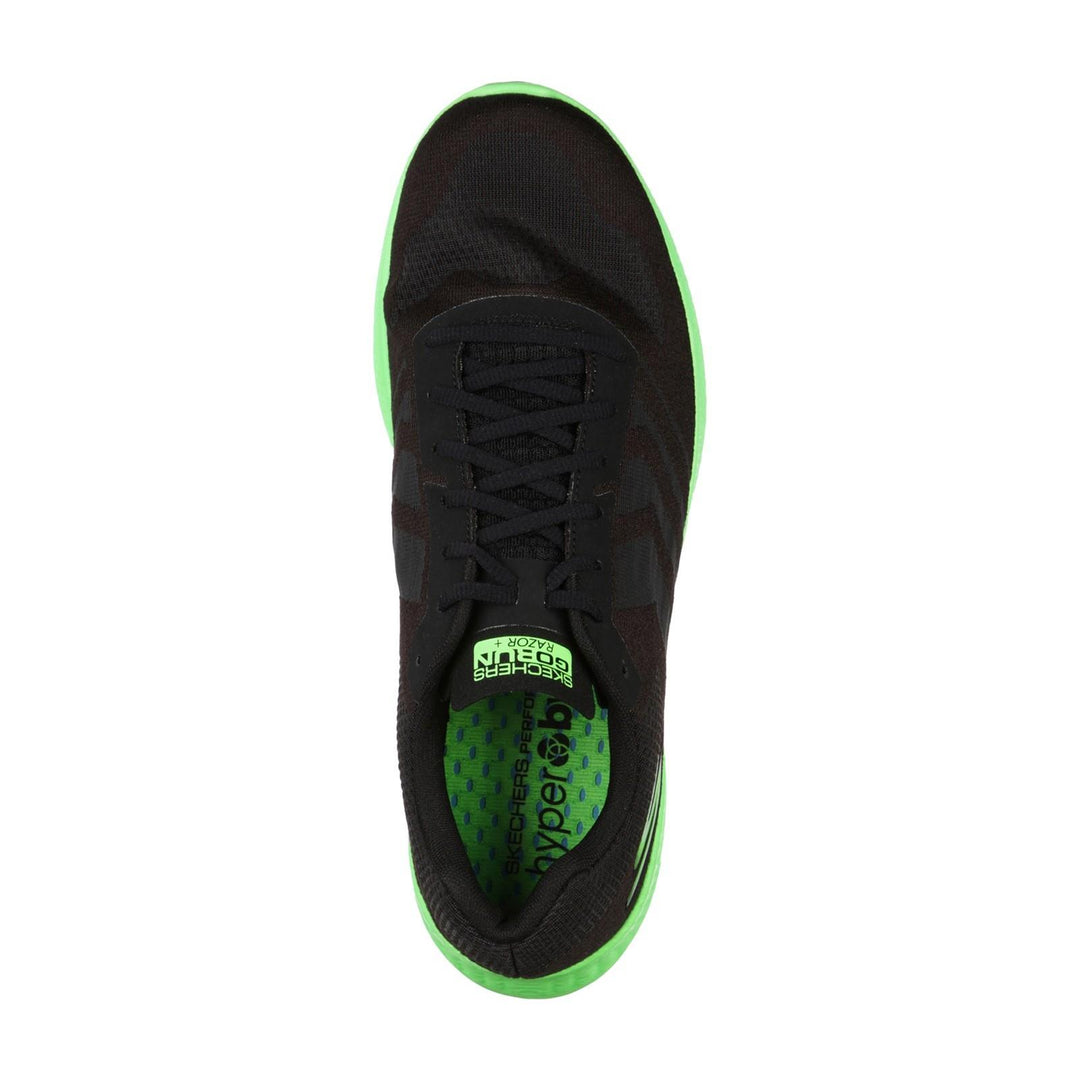 Men's Wide Fit Skechers Go Run Razor + Razor + Sports Trainers in Black/Green - Image 5