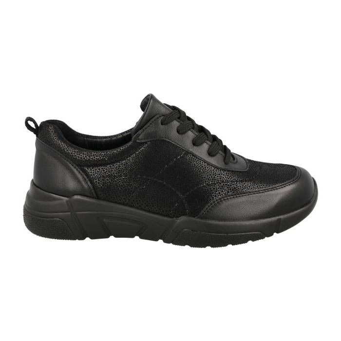 Women's Wide Fit DB Culver Shoes in Black Lea / Stretch - Image 2
