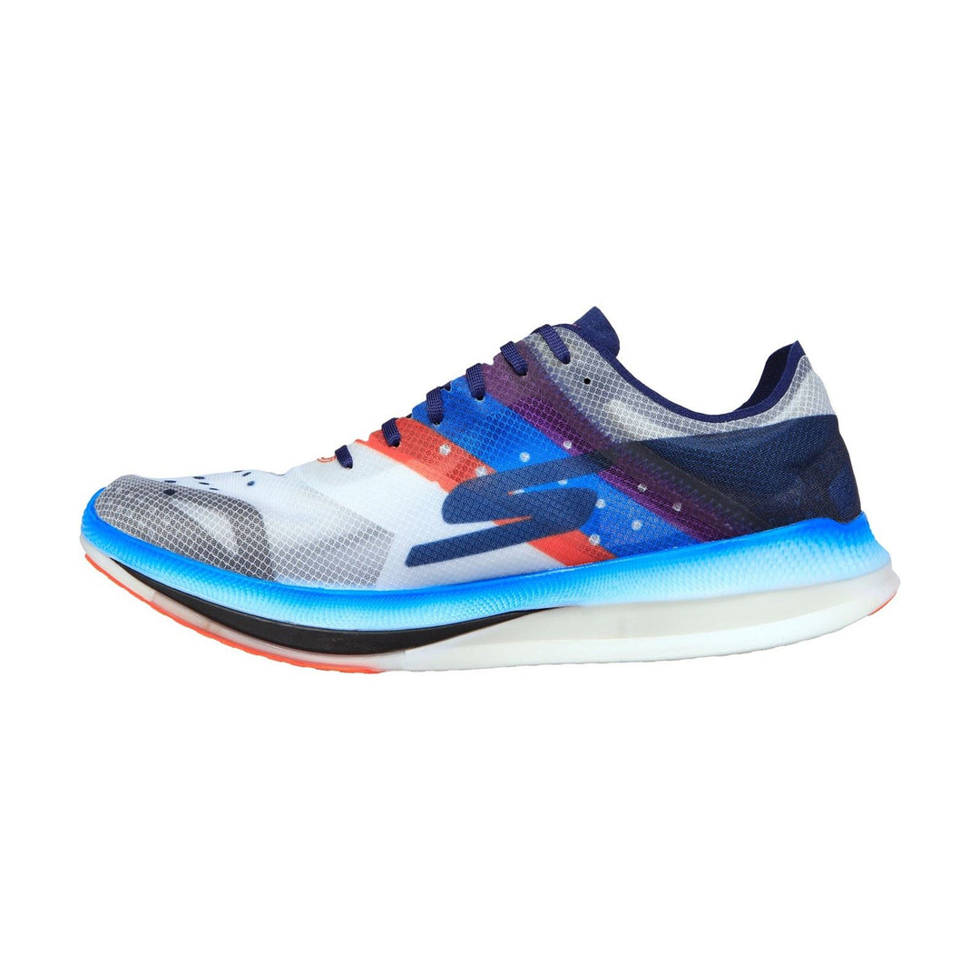 Men's Wide Fit Skechers 55221 Go Run Speed Elite Sports Trainers in White/Multi - Image 4