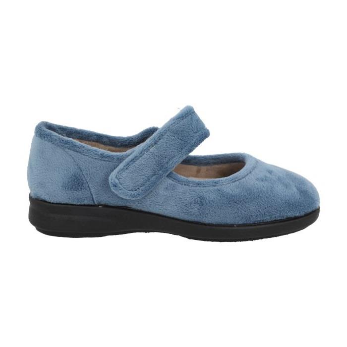 Women's Wide Fit DB Trilby Slippers in Sky Blue Velour - Image 1