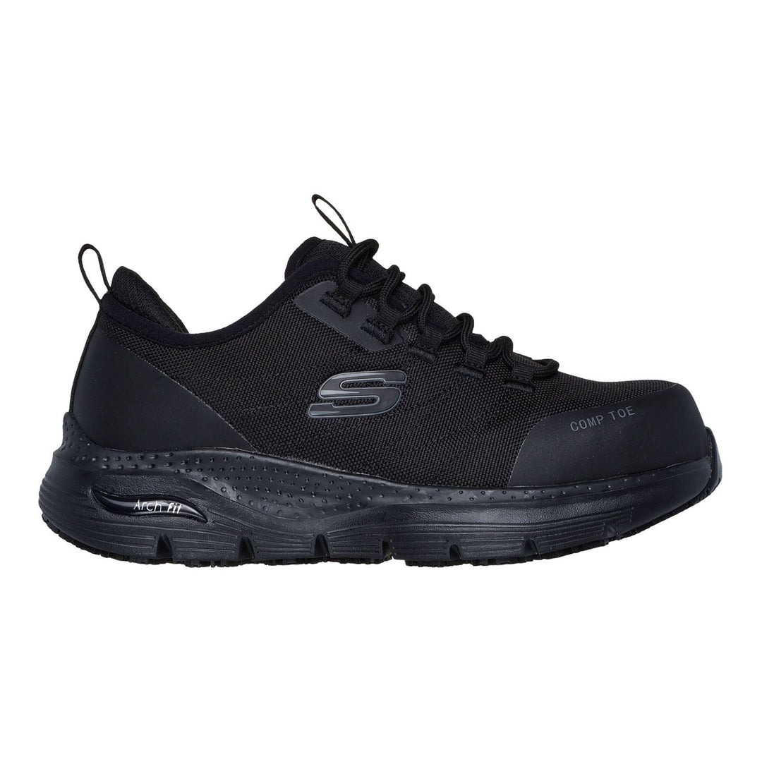 Women's Wide Fit Skechers 108075EC Arch Fit Sr Ebinal Safety Trainers in Black - Image 2