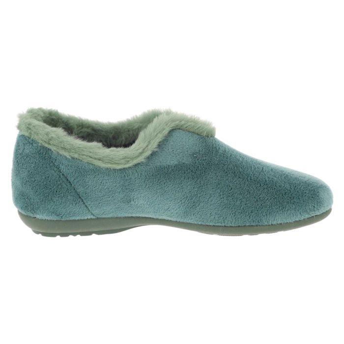Women's Wide Fit DB Faye Slip on Slippers in Red Velour - Image 1