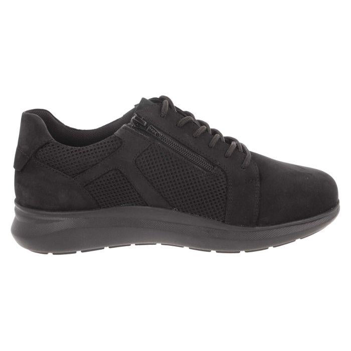 Men's Wide Fit DB Samuel Zip/Lace Up Trainers in Black Leather / Black Mesh - Image 1