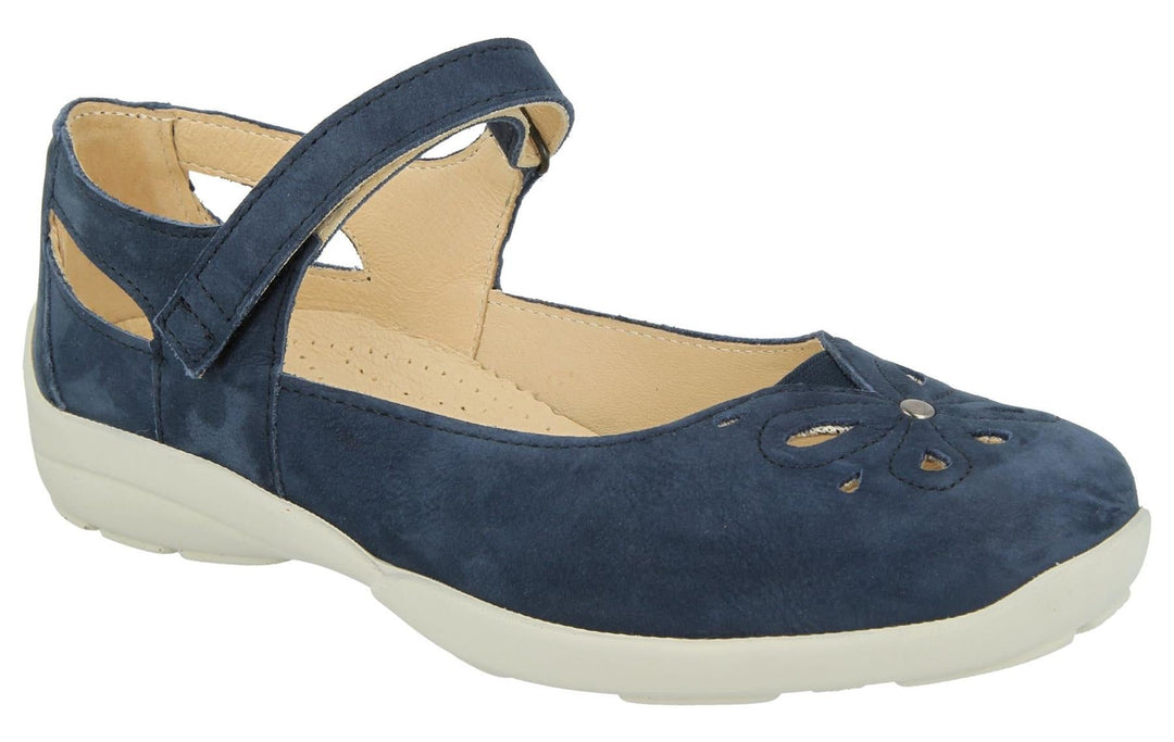 Womens Wide Fit DB Colby Sandals in Navy Suede - Image 3