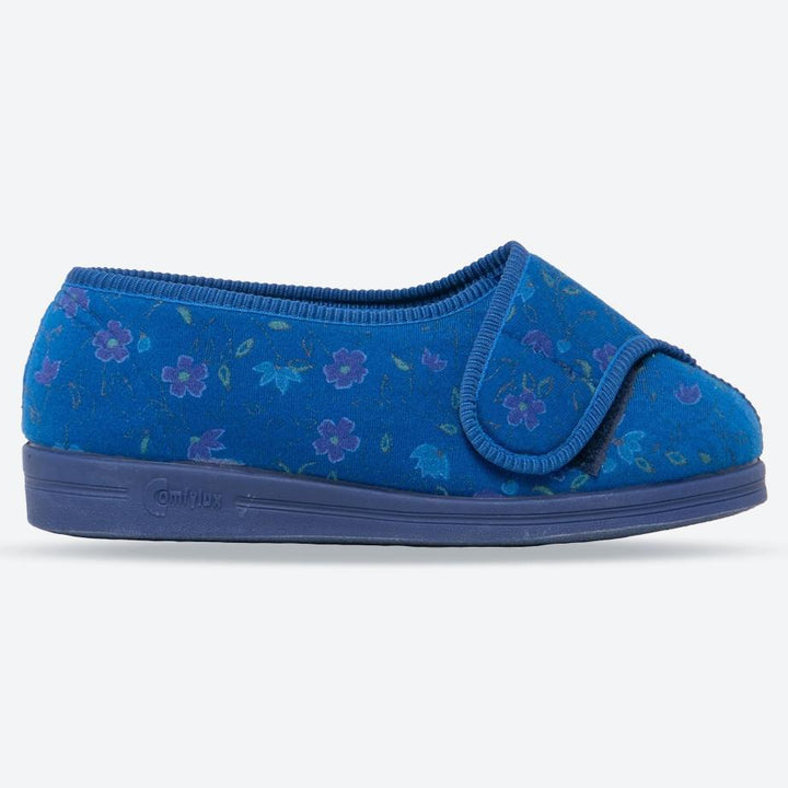 Womens Wide Fit Comfylux LS667C Davina Slippers in Navy/Blue - Image 1