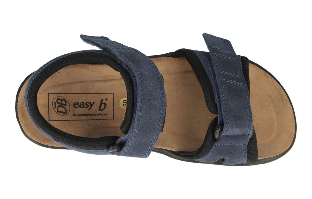 Womens Wide Fit DB Peel Sandals in Navy Suede - Image 4