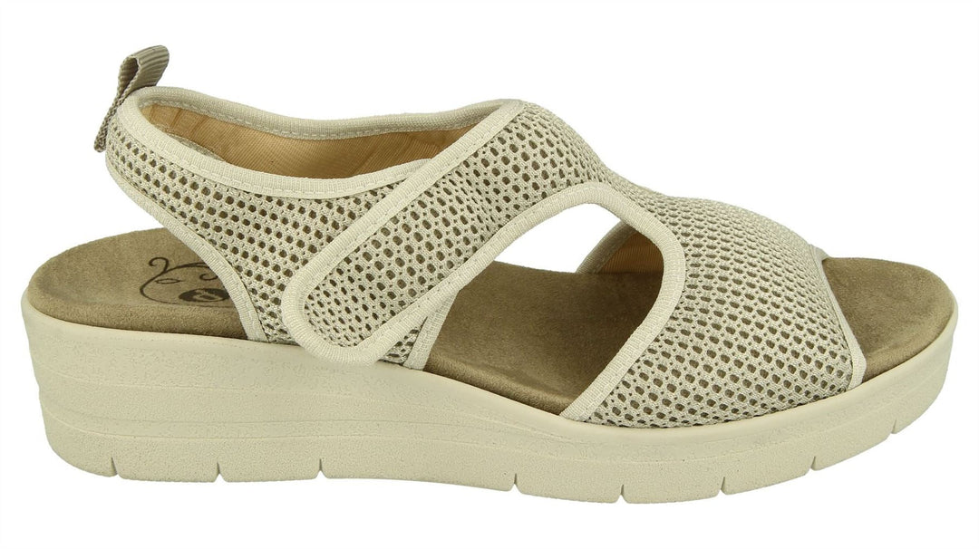 Womens Wide Fit DB Dove Sandals in Silver Grey Textile - Image 12