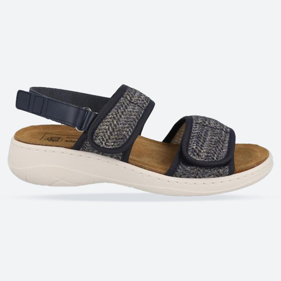 Women's Wide Fit DB Wallis Sandals in Navy Raffia - Image 1