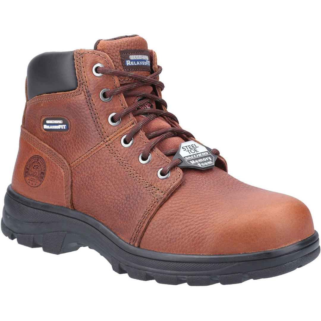 Men's Wide Fit Skechers 77009EC Workshire Safety Boots in Brown - Image 4