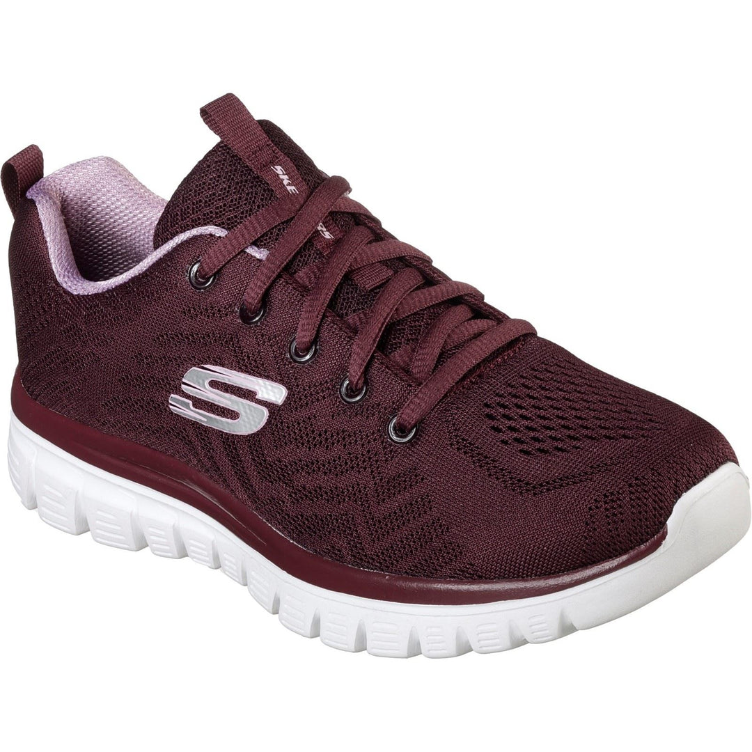 Women's Wide Fit Skechers 12615 Graceful Get Connected Sports Trainers - Wine in Wine - Image 3