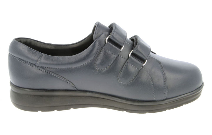 Womens Wide Fit DB Norwich Shoes in Black Leather - Image 1