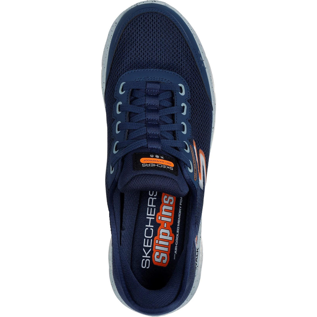 Men's Wide Fit Skechers 216330 Slip-ins Go Walk Flex 100% Waterproof Trainers - Navy in Navy - Image 6