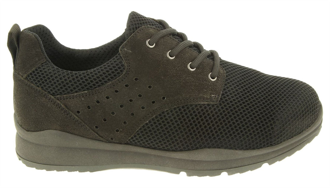 Mens Wide Fit DB Archie Shoes in Black Mesh/Nubuck - Image 2