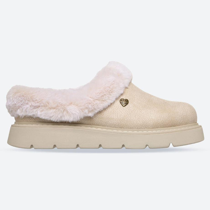 Women's Wide Fit Skechers Keepsakes 114762 Lite Cozy Blend Slippers in Off White - Image 1