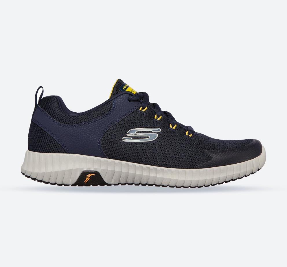 Men's Wide Fit Skechers 232212 Elite Flex Prime Take Over Sports Trainers - Navy/Yellow in Navy/Yellow - Image 1