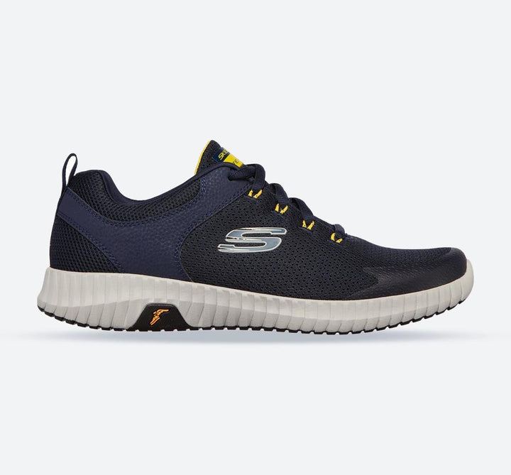 Men's Wide Fit Skechers 232212 Elite Flex Prime Take Over Sports Trainers - Navy/Yellow in Navy/Yellow - Image 1