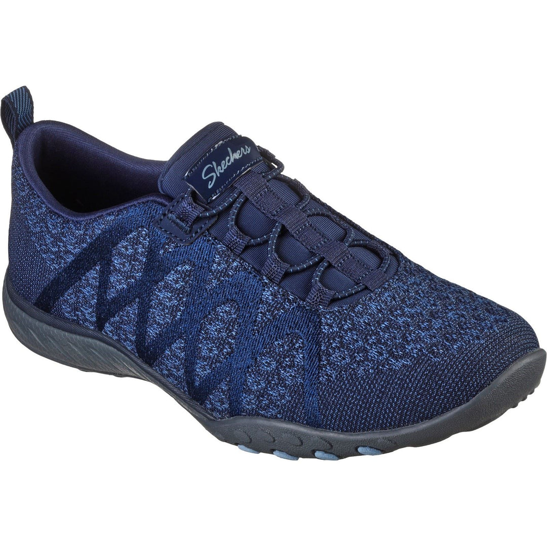 Women's Wide Fit Skechers 100301 Relaxed Fit Breathe Easy Infi Knity Trainers - Navy in Navy - Image 3