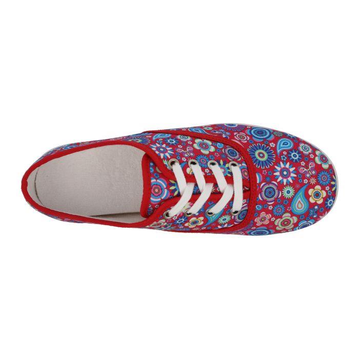 Women's Wide Fit DB Charlie Canvas Shoes in Red Textile - Image 5
