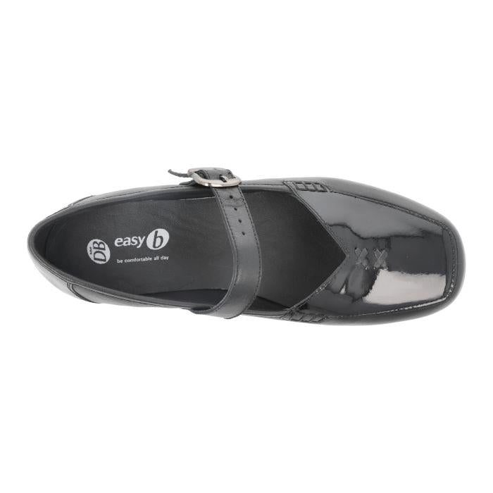 Women's Wide Fit DB Fowey Shoes in Black Leather / Patent - Image 1