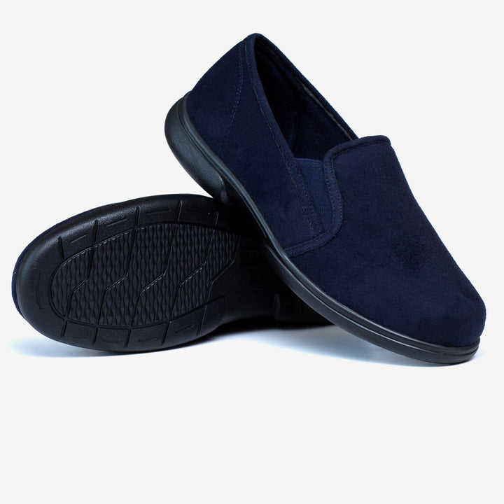 Mens Wide Fit Tredd Well Seth Slip On Slippers in Black - Image 1