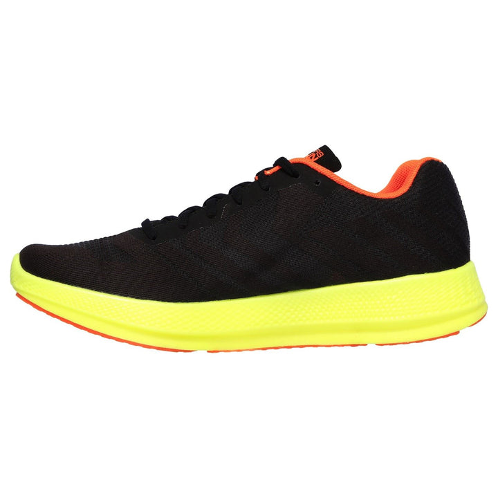 Women's Wide Fit Skechers 130001  Go Run Razor + Sports Trainers in Black/Yellow/Orange - Image 1