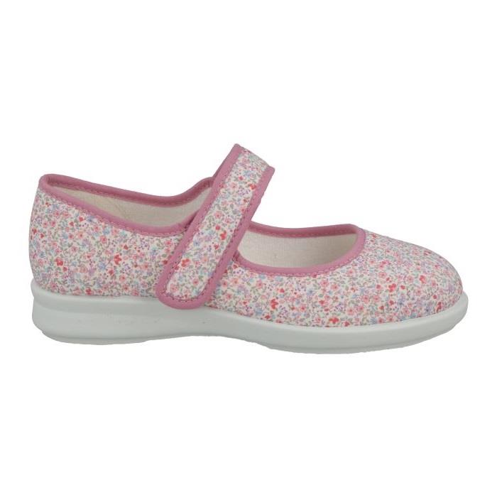 Women's Wide Fit DB Penguin Canvas Shoes in Beige Daisy Print - Image 5
