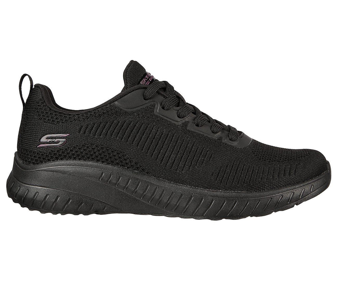 Womens Wide Fit Skechers Bobs Squad Chaos Face Off 117209 Vegan Trainers - Black in Black - Image 2